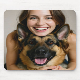 Lägg till tysk schäferhund Foto Anpassa Musmatta