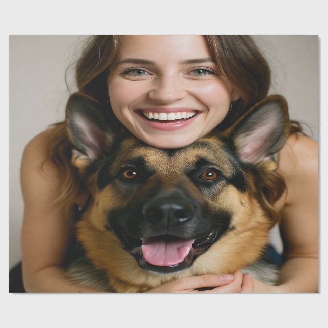 Lägg till tysk schäferhund Foto Anpassa Presentpapper (Platt)