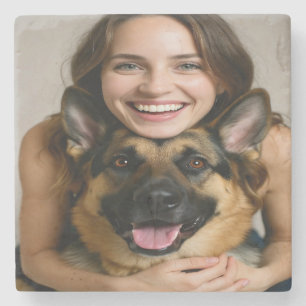 Lägg till tysk schäferhund-foto Anpassa Stenunderlägg