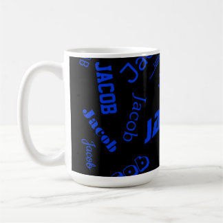 Lägg till valfri Namn eller Ord | Blått och svart Kaffemugg