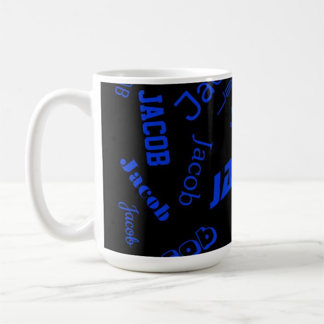 Lägg till valfri Namn eller Ord | Blått och svart Kaffemugg (Vänster)