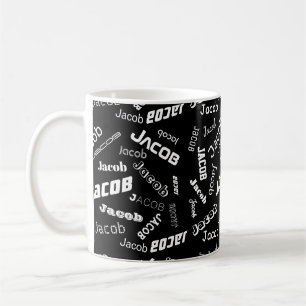 Lägg till valfri Namn eller Ord Svartvitt Kaffemugg