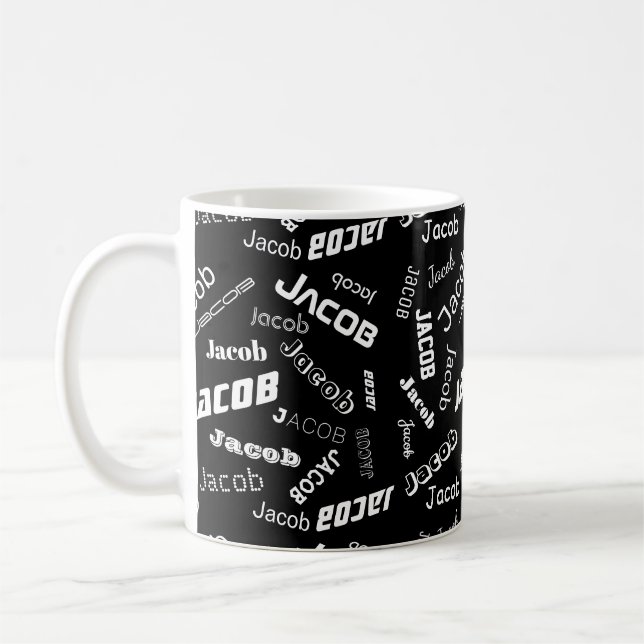 Lägg till valfri Namn eller Ord | Svartvitt Kaffemugg (Vänster)