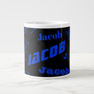 Lägg till valfritt namn eller ord   Blå & Svart Jumbo Mugg