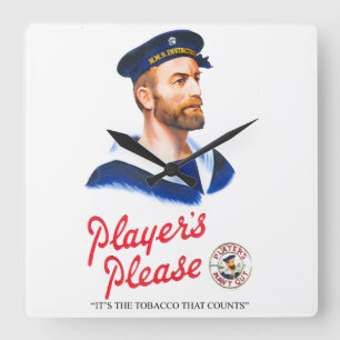 Lägg till vintage-cigarett för Round Wall Clock Fyrkantig Klocka