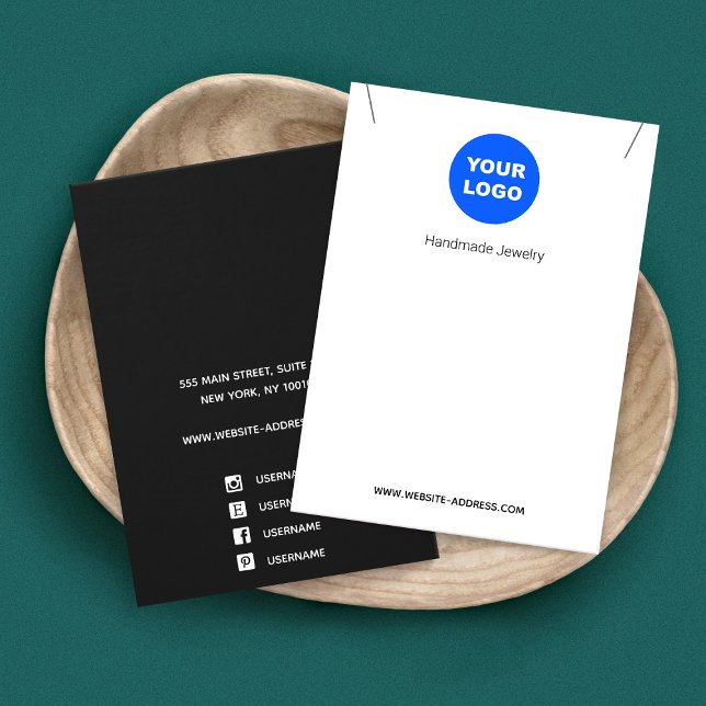 Lägg till Visningen Logotyp Black White Necklace P Visitkort (Skapare uppladdad)