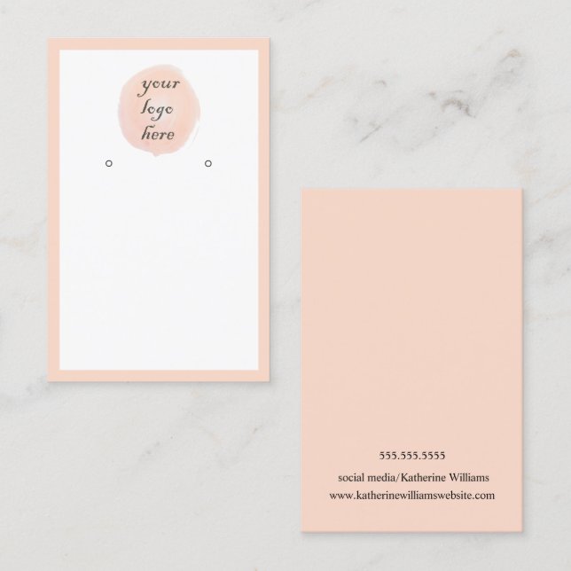 Lägg till Visningen Logotyp Peach Boarder Earring Visitkort (Fram/baksida)