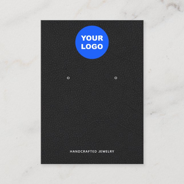 Lägg till Visningen Logotyp Svart läderavläsning Visitkort (Framsida)