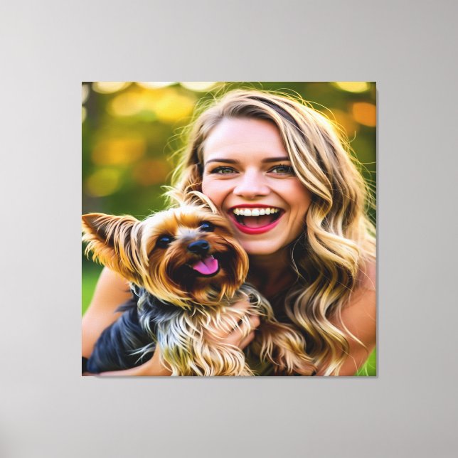 Lägg till Yorkshire Terrier-foto Personalisera Canvastryck (Framsida)