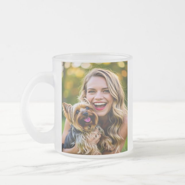 Lägg till Yorkshire Terrier-foto Personalisera Frostad Glasmugg (Vänster)