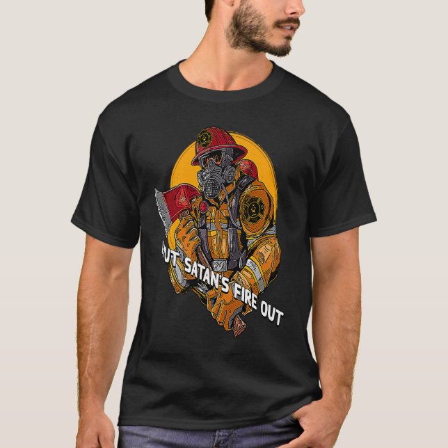 Lägg ut Satans Fire ut Firefighter Pappa skämtar F T Shirt (Framsida)