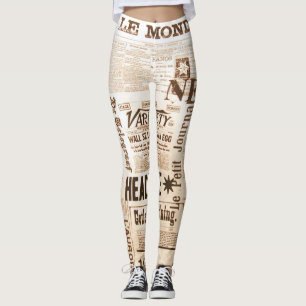 lägga benen på ryggen för 90-taltidningsdesign leggings