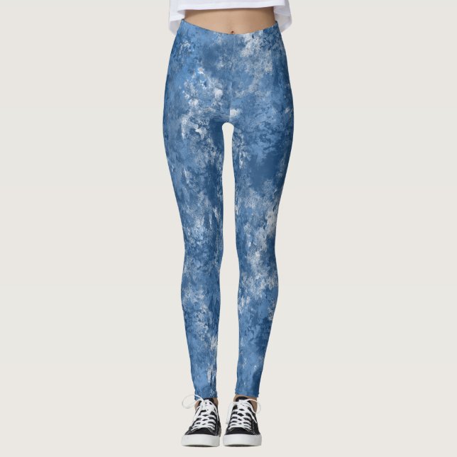 Lägga benen på ryggen för blåttmarmor leggings (Framsida)