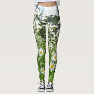 Lägga benen på ryggen för daisyblommor leggings