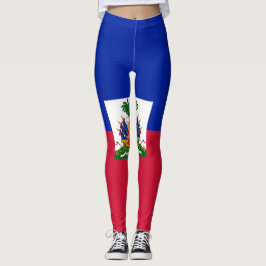 Lägga benen på ryggen för Haiti flagga Leggings