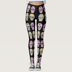 Lägga benen på ryggen för sockerdöskallar leggings