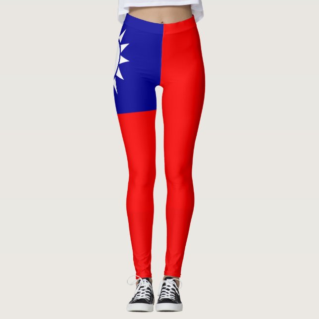 Lägga benen på ryggen för Taiwan flagga Leggings (Framsida)
