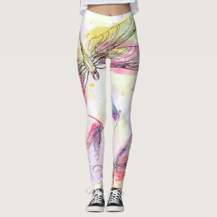 Lägga benen på ryggen för vattenfärgsländor leggings