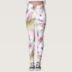 Lägga benen på ryggen för vattenfärgsländor leggings