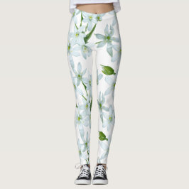 Lägga benen på ryggen för vildvitlökblommor leggings
