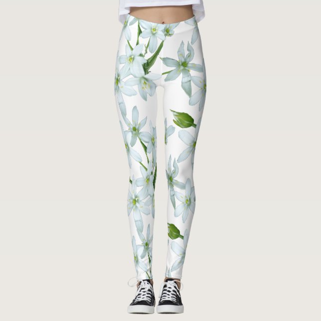Lägga benen på ryggen för vildvitlökblommor leggings (Framsida)