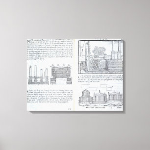 Lägga fundament, från "Della Architettura", pub Canvastryck