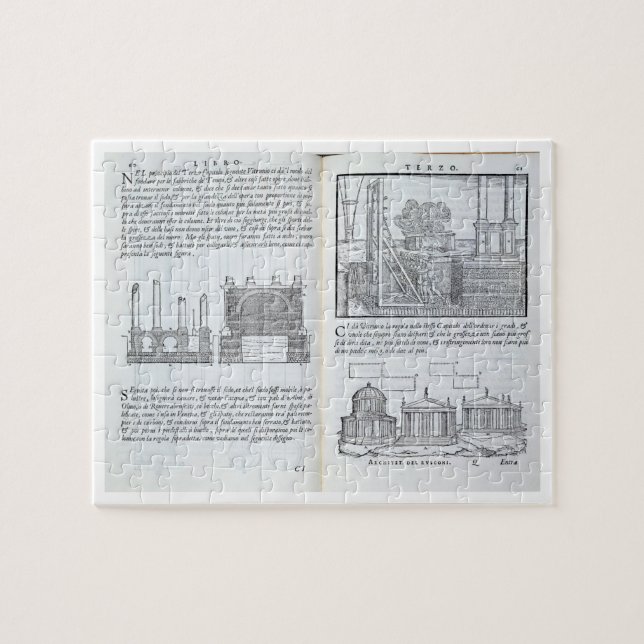 Lägga fundament, från "Della Architettura", pub Pussel (Horisontell)