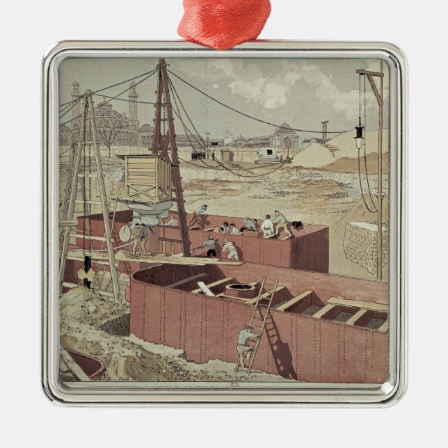 Lägga fundamenten för det Eiffel torn Julgransprydnad Metall (Framsidan)