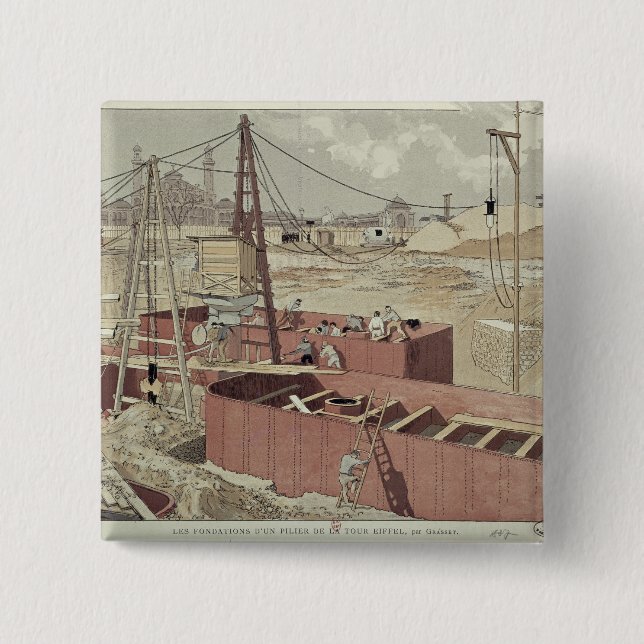 Lägga fundamenten för det Eiffel torn Knapp (Framsida)