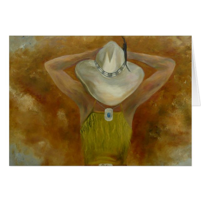 Lägga min Cowgirl besegrar Hälsningskort (Framsidan Horizontal)