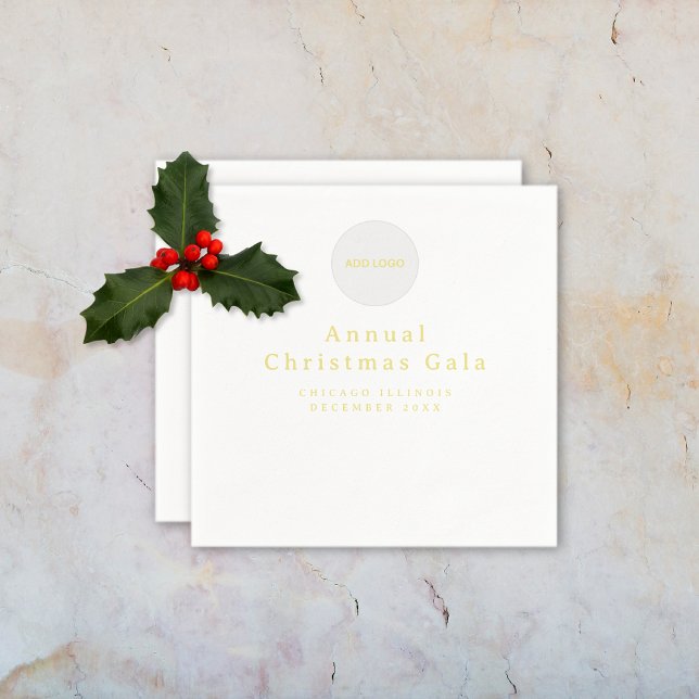 Lägga till Elegant Guld vit Anpassningsbar Pappersservett (Add Logo Elegant Gold White Custom Text Napkins (multiple shown))