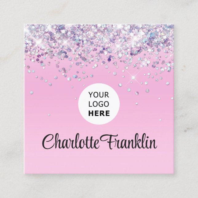 Lägga till en egen bildcirkel i eleganten glitter fyrkantigt visitkort (Framsida)