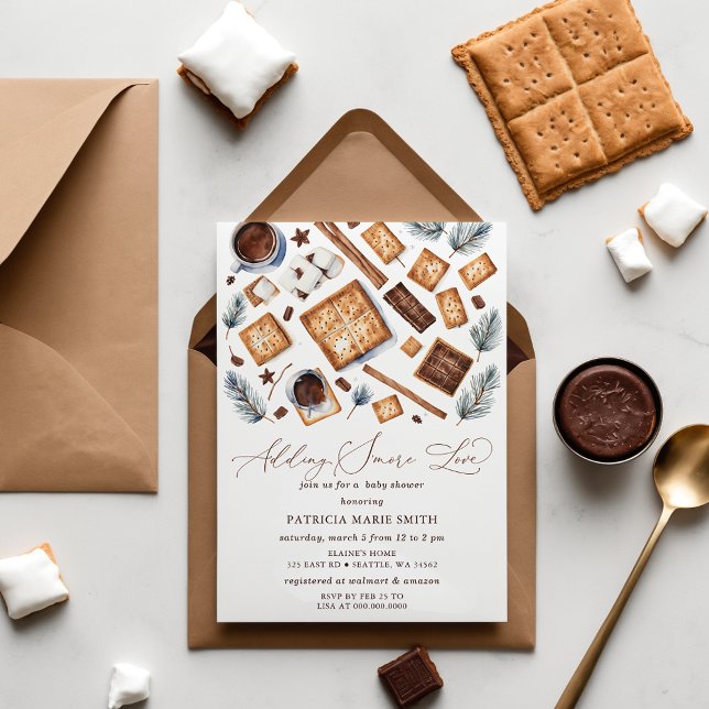 Lägga till en mer könsneutral babyskiss i Kärlek Inbjudningar (Adding S'More Love Gender Neutral Baby Shower Invitation)