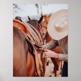 Lägga till en rund straw Cowboy Hat Poster
