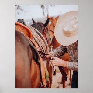 Lägga till en rund straw Cowboy Hat Poster