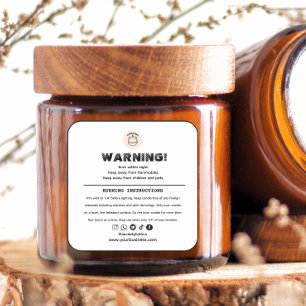 Lägga till logotyp Candle-varningsetikettdesign Fyrkantigt Klistermärke