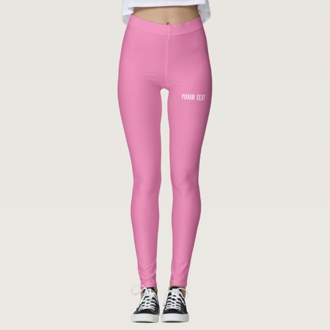 Lägga till Logotyp Namn-textmallen Modern Rosa Leggings (Framsida)