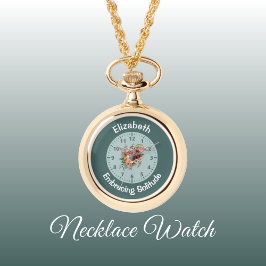 Lägga till namn blommigt invertera solitude-grönt armbandsur