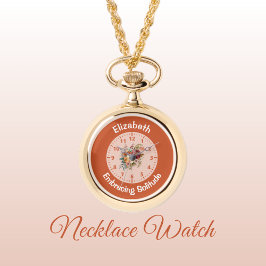 Lägga till namn blommigt invertera solitude-orange armbandsur