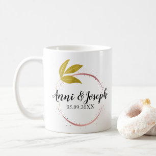 Lägga till par Namn datum Ro Rosa Bröllop Kaffemugg