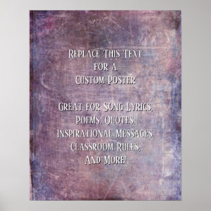 Lägga till textcitattrökning texturerad Lila blå Poster