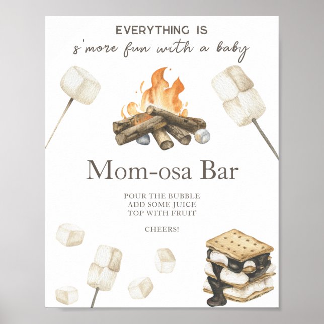 Lägger eld Baby shower Momosa bar  Poster (Framsidan)