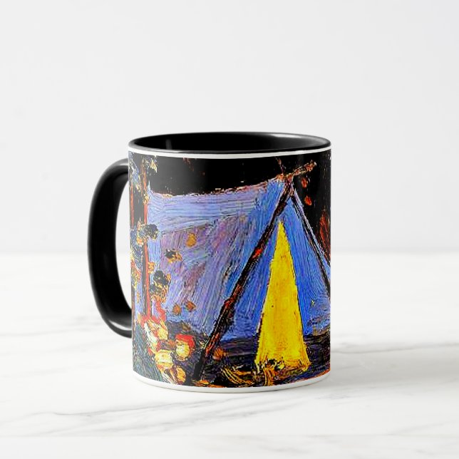 Lägger eld, finkonstsmålning av Tom Thomson Mugg (Framsida vänster)