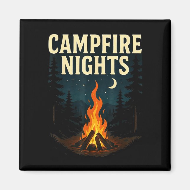 Lägger nätter camping skog berg  magnet (Framsidan)