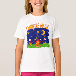 Läggereld Magi Barn Camping Natt Konst T Shirt