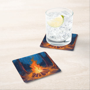Läggereld Måne Natur Akvarell Målning Underlägg Papper Kvadrat