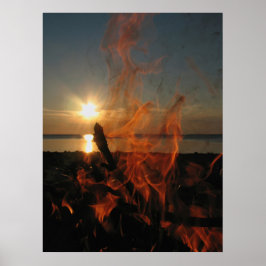 Läggereld vid solnedgång på Calumet Waterworks Poster