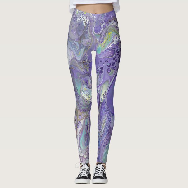 Laggningar av lavender & Pastel Abstrakt - "Naomi" Leggings (Framsida)