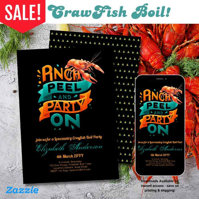 Lågland Boil Kräftor Party Inbjudningar (Skapare uppladdad)