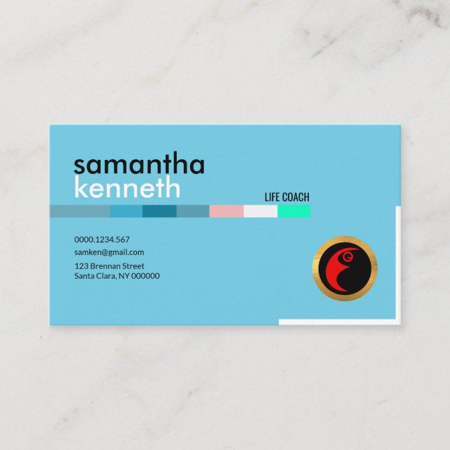 Lagledare för liv för blåttelegansinstruktör visitkort (Framsida)